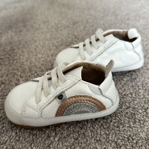 Unworn New Old soles First Walkers leather with metallic rainbow 6-9months